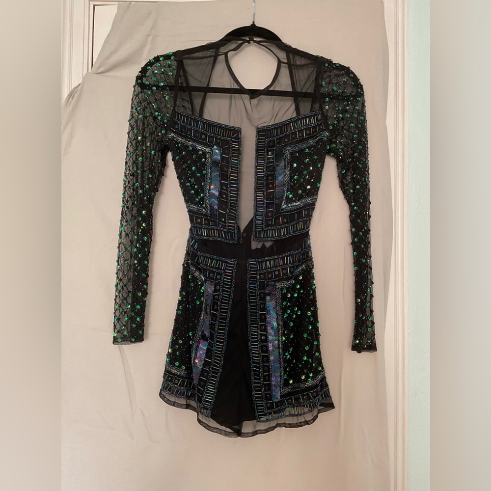 Black Mesh Sequined Festival Playsuit